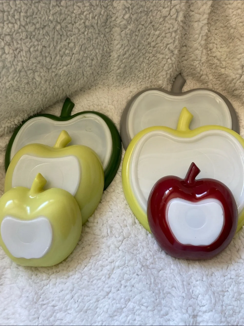 Vintage Mid Century Hazel Atlas Apple Plates & Nesting Bowls Set - 7pc